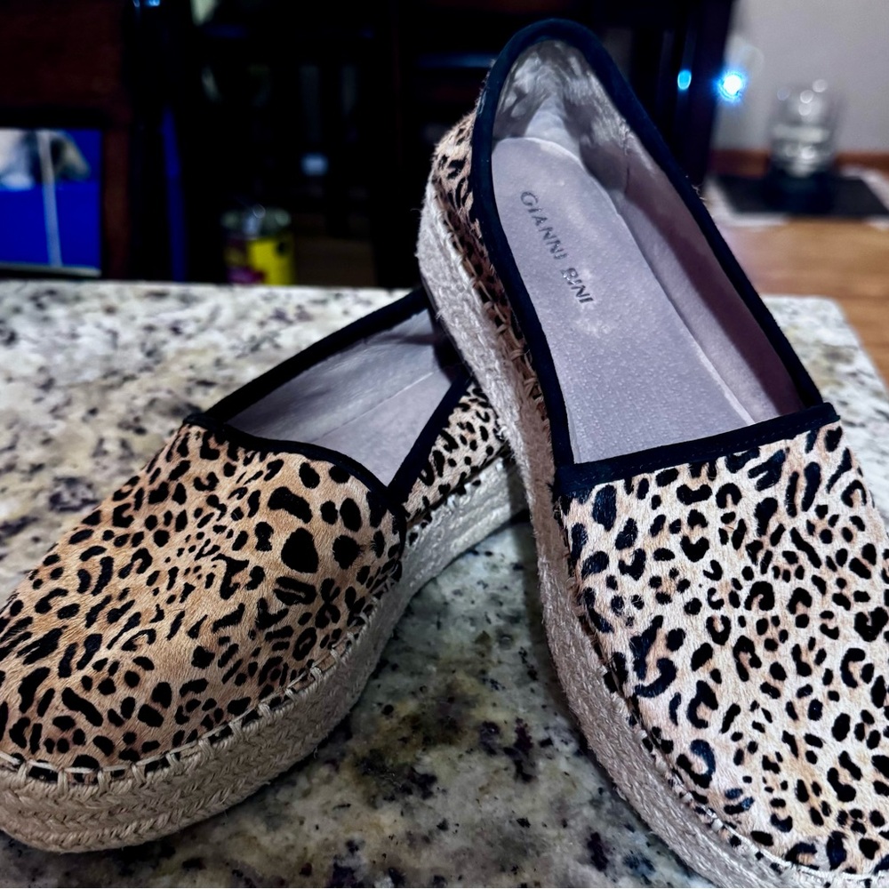 🔥🐆Gianni Bini Tan Leopard Espadrille Shoes, Slide On🔥 NEW, size 7